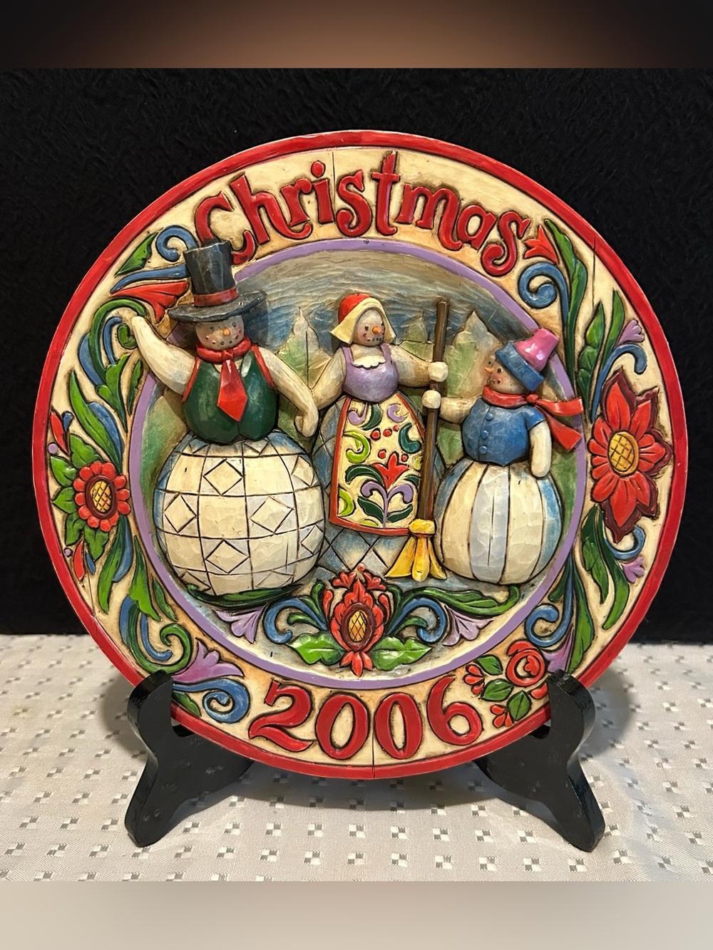 Jim Shore Heartwood Creek Together at Christmas 2006 Decorative Snowman Plate